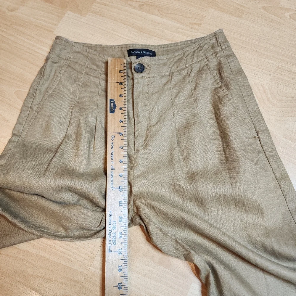 Banana‎ Republic Linen High Rise Pleated Tan Pants Women's Size 4